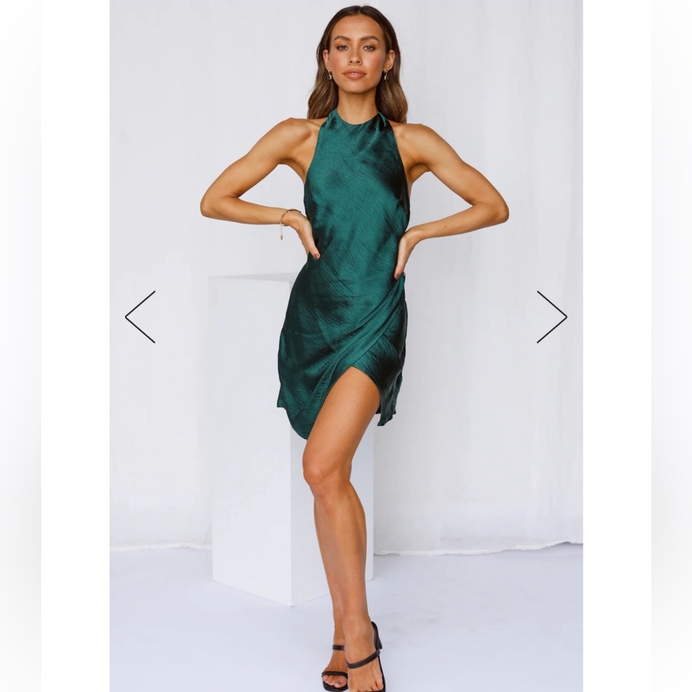 Elegant Green Satin Dress